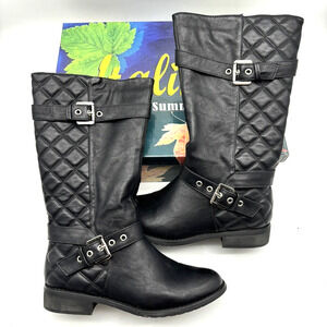 Italina by Summer Rio BC5623 Black Quilted Faux Leather Zip Up Boot Women's 11